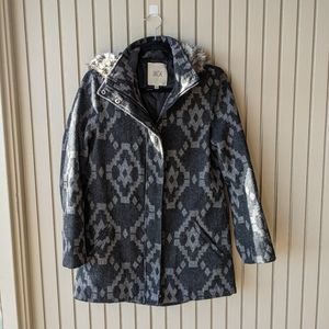 Jack Fair Isle Grey and Black Winter Coat XS